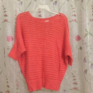 Coral short sleeve textured sweater